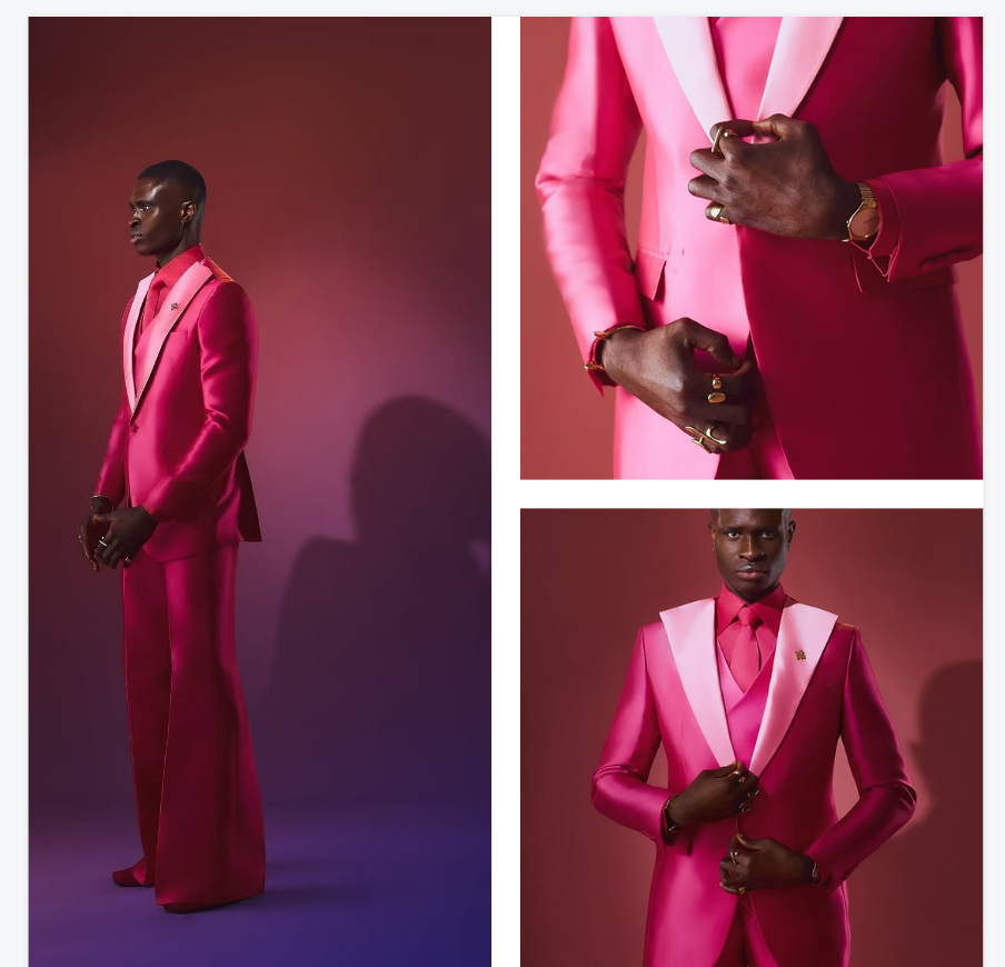 Pink Red Men Suit Set 2 Piece  - Men Formal Wear Pink ulasan dan harga