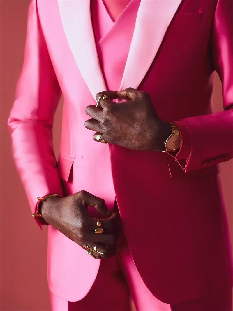 Pink Red Men Suit Set 2 Piece  - Men Formal Wear Pink ulasan dan harga