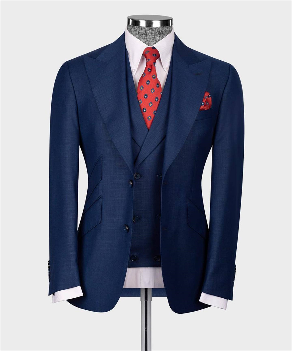 Elegant Navy Blue Classic Wedd - Elegant Formal Men'S Wear ulasan dan harga