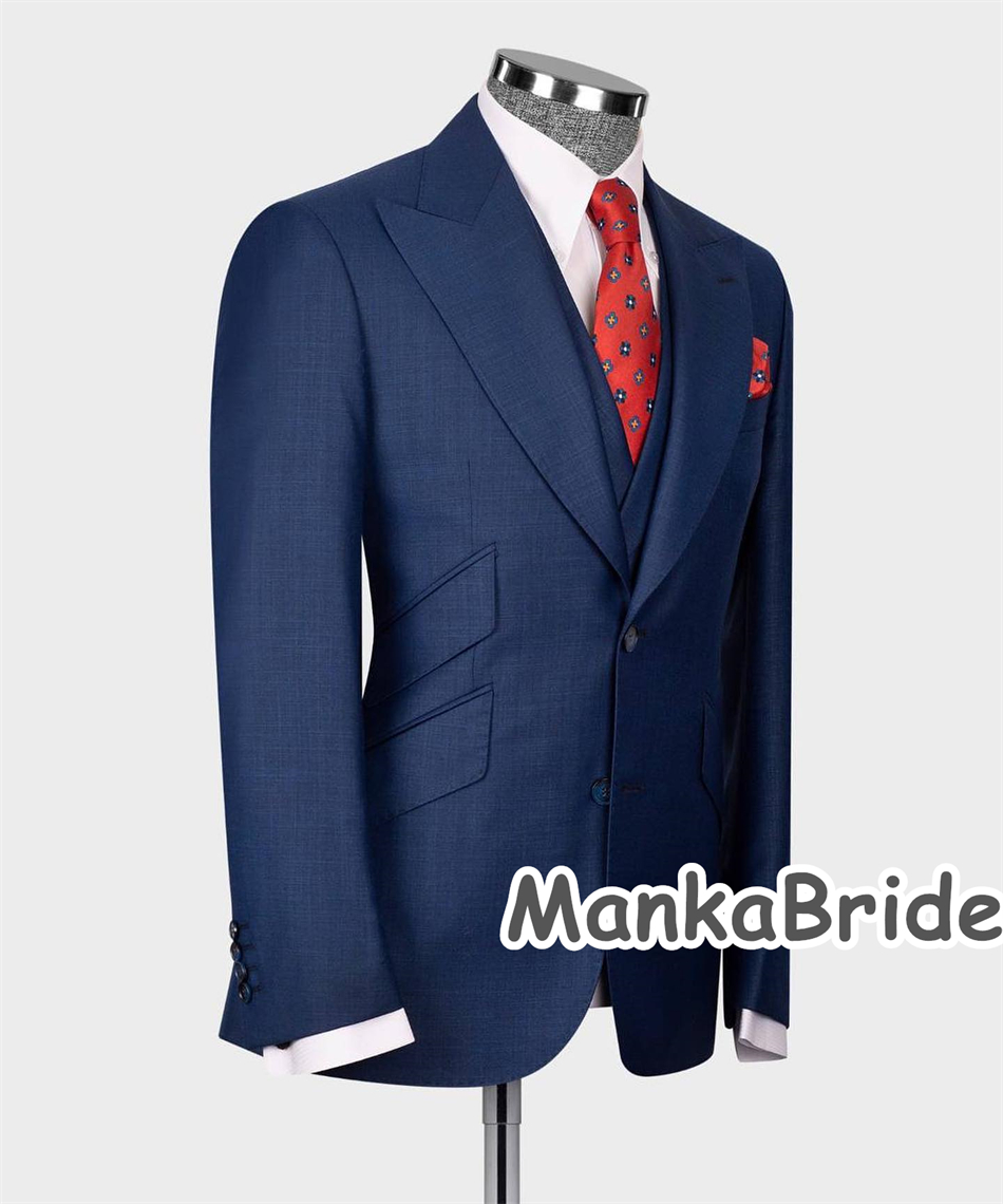 Elegant Navy Blue Classic Wedd - Elegant Formal Men'S Wear ulasan dan harga