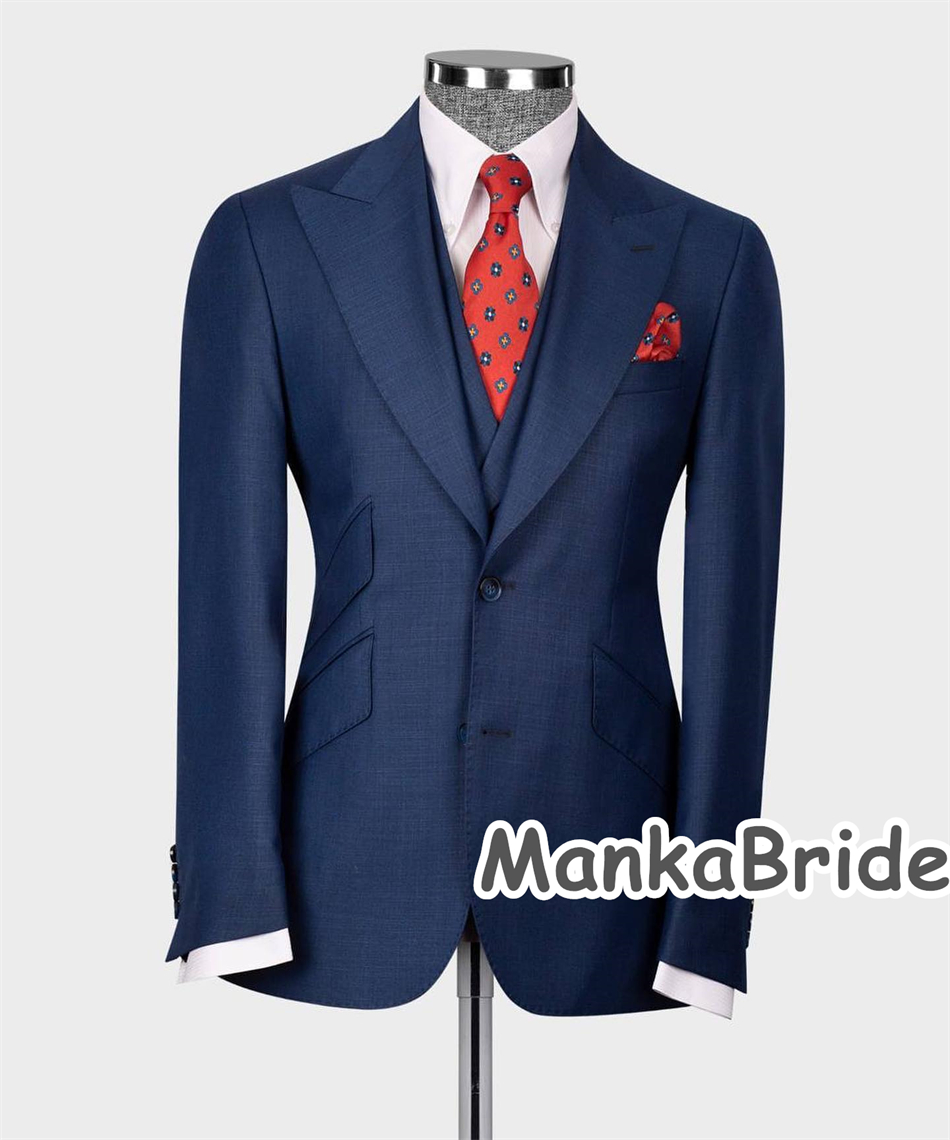 Elegant Navy Blue Classic Wedd - Elegant Formal Men'S Wear ulasan dan harga