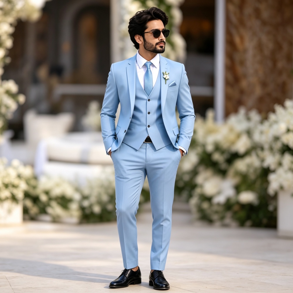 Elegant Light Sky Blue 3PCS Me - Elegant Formal Men'S Wear ulasan dan harga