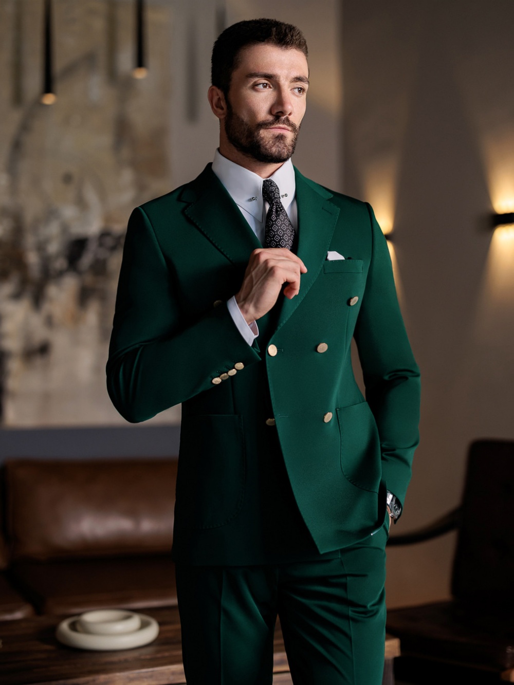 Green Formal Man Slim Fit Suit - Elegant Formal Men'S Wear ulasan dan harga