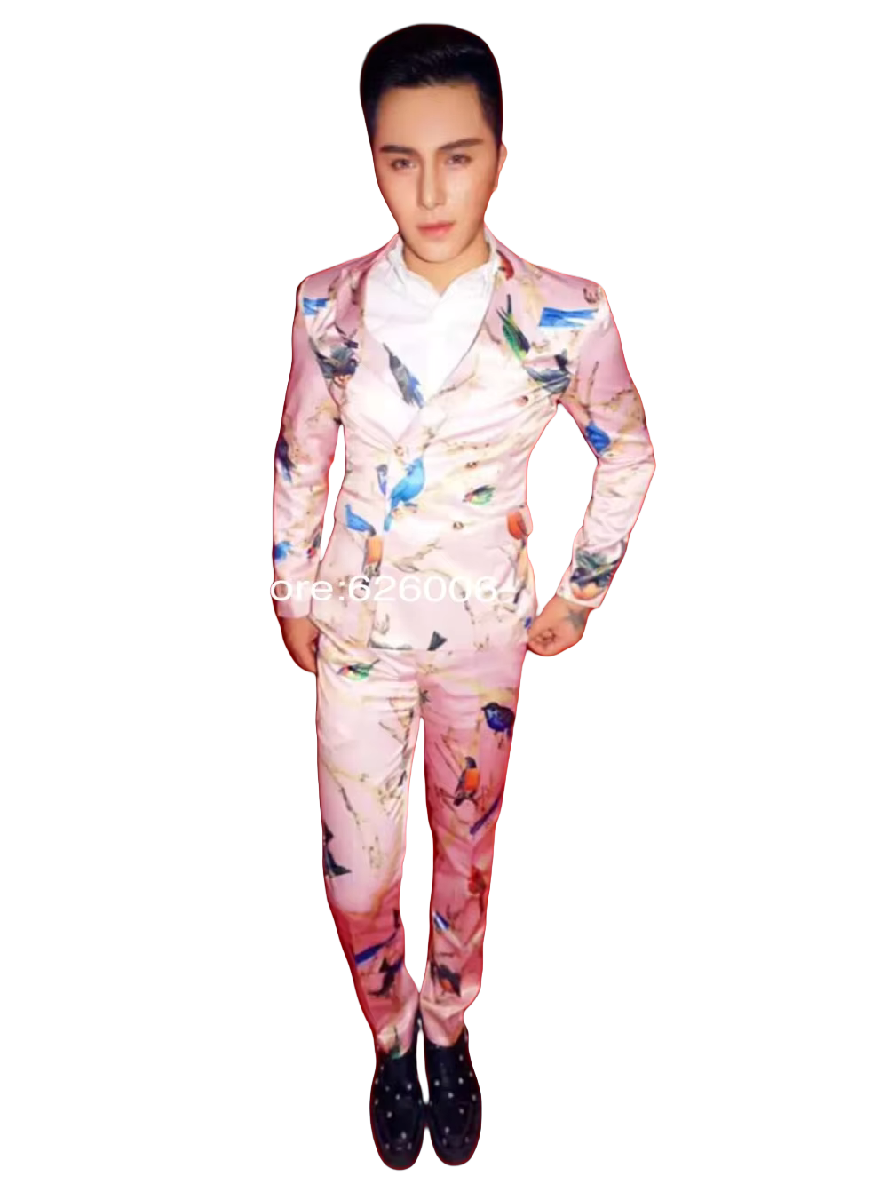 Men's Fashion Flower Pink Bird - Men Formal Wear Pink ulasan dan harga
