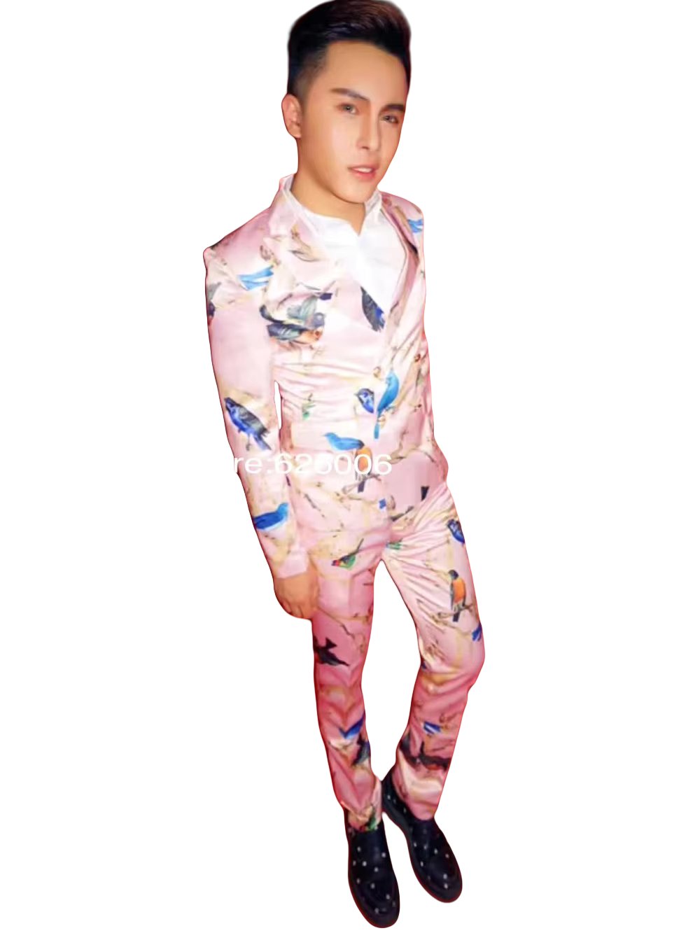 Men's Fashion Flower Pink Bird - Men Formal Wear Pink ulasan dan harga