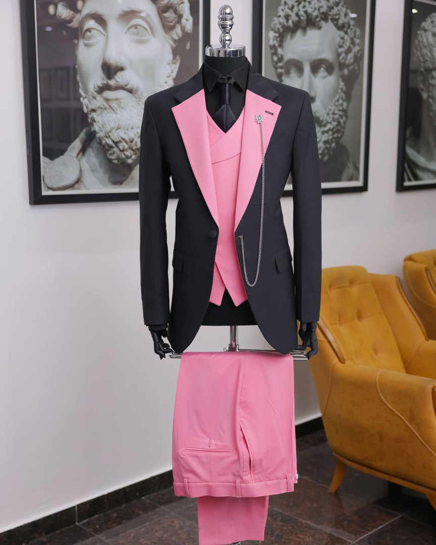 Luxury Black Pink Men Tuxedo S - Men Formal Wear Pink ulasan dan harga