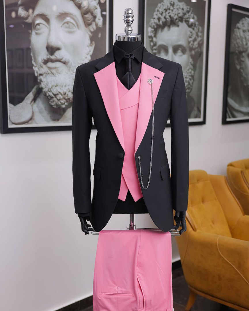 Luxury Black Pink Men Tuxedo S - Men Formal Wear Pink ulasan dan harga