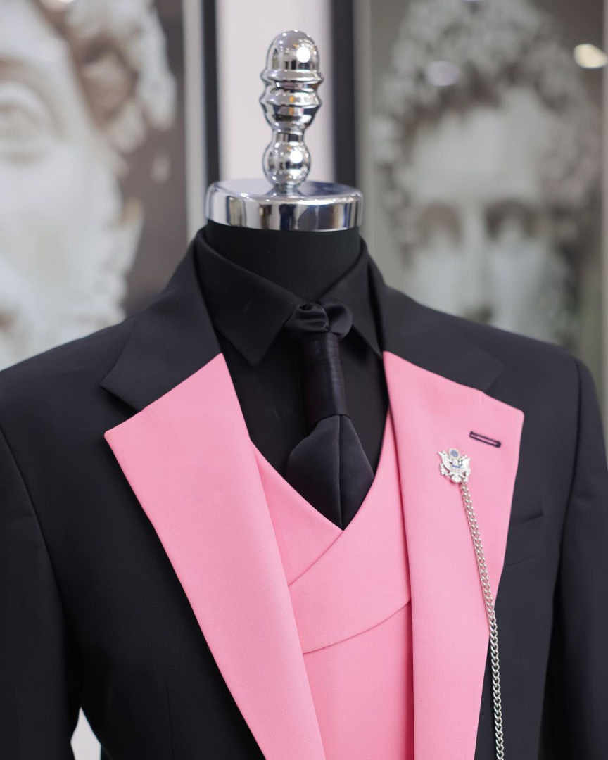 Luxury Black Pink Men Tuxedo S - Men Formal Wear Pink ulasan dan harga
