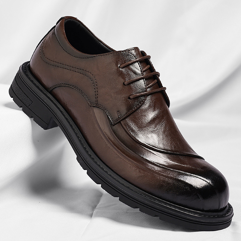 Brown Burnished Genuine Leathe - Men Formal Wear Fashion ulasan dan harga