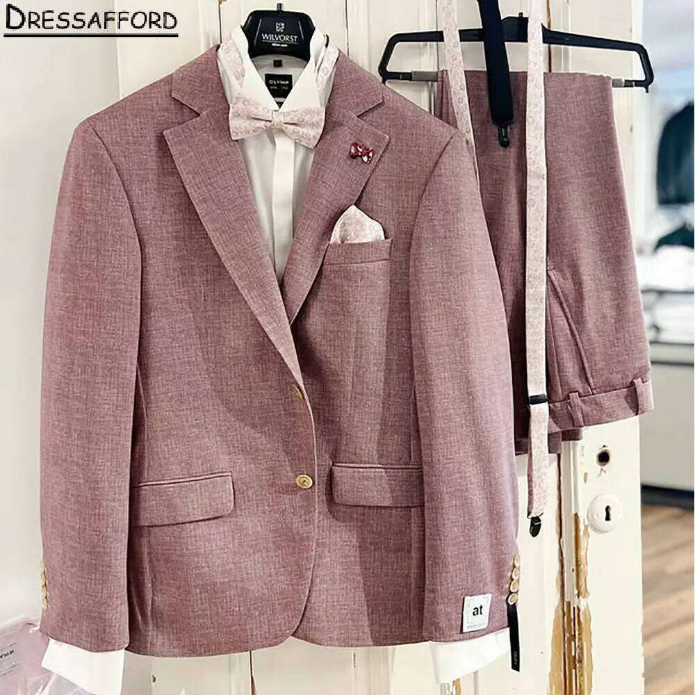 Pink Formal Wedding Suits Men' - Men Formal Wear Pink ulasan dan harga