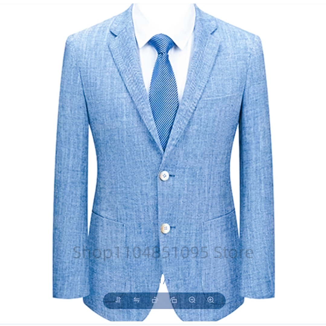 Men's Slim Fit Linen Suit Blaz - Men Formal Wear In Summer ulasan dan harga
