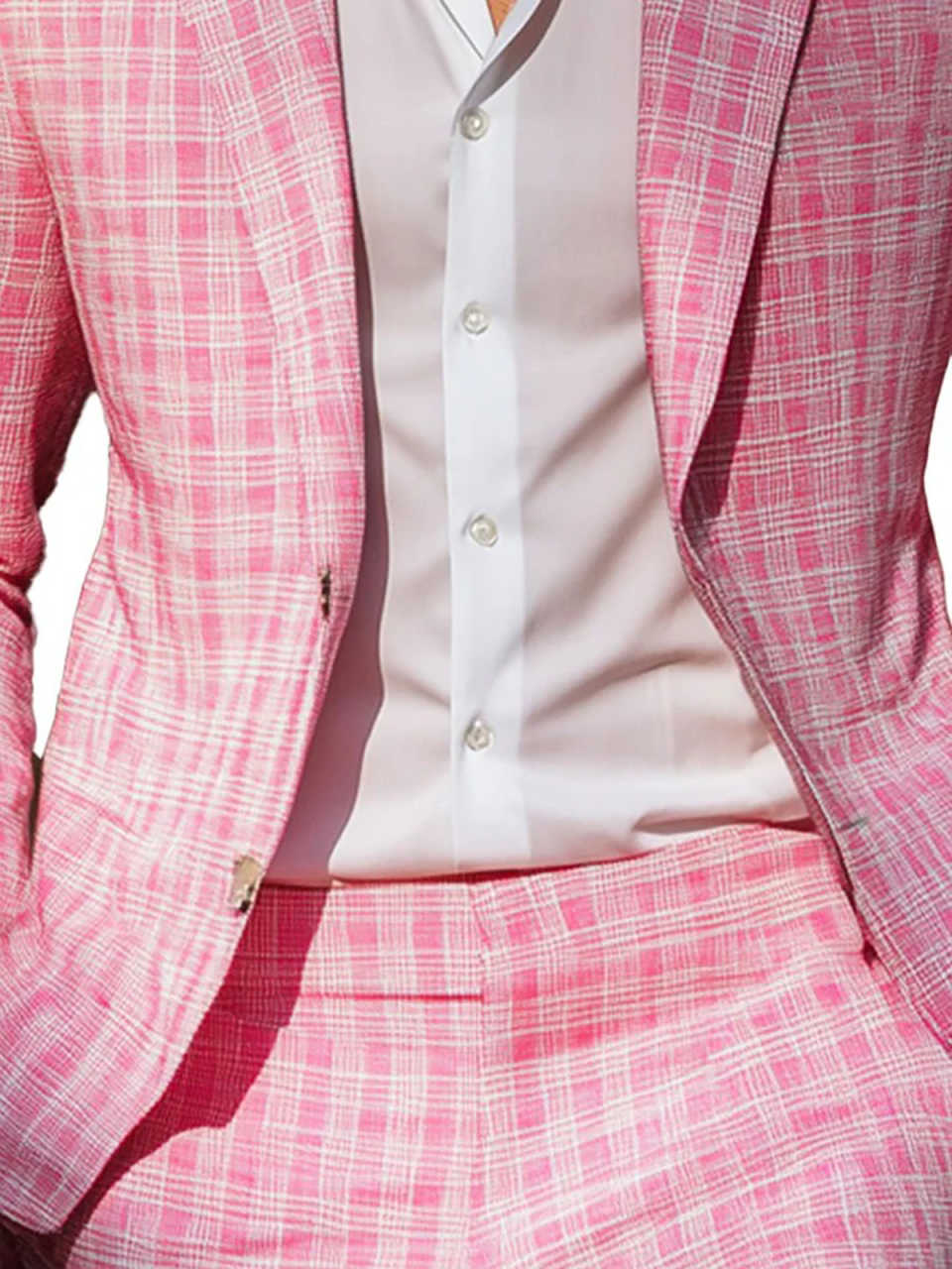 Summer Pink Plaid Mens Tuxedos - Men Formal Wear Pink ulasan dan harga