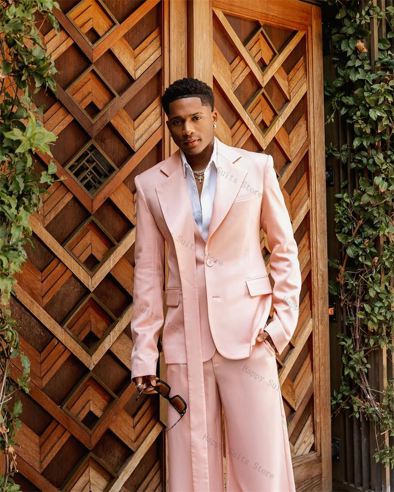 Pink Men Suit Set 2 Piece Blaz - Men Formal Wear Pink ulasan dan harga