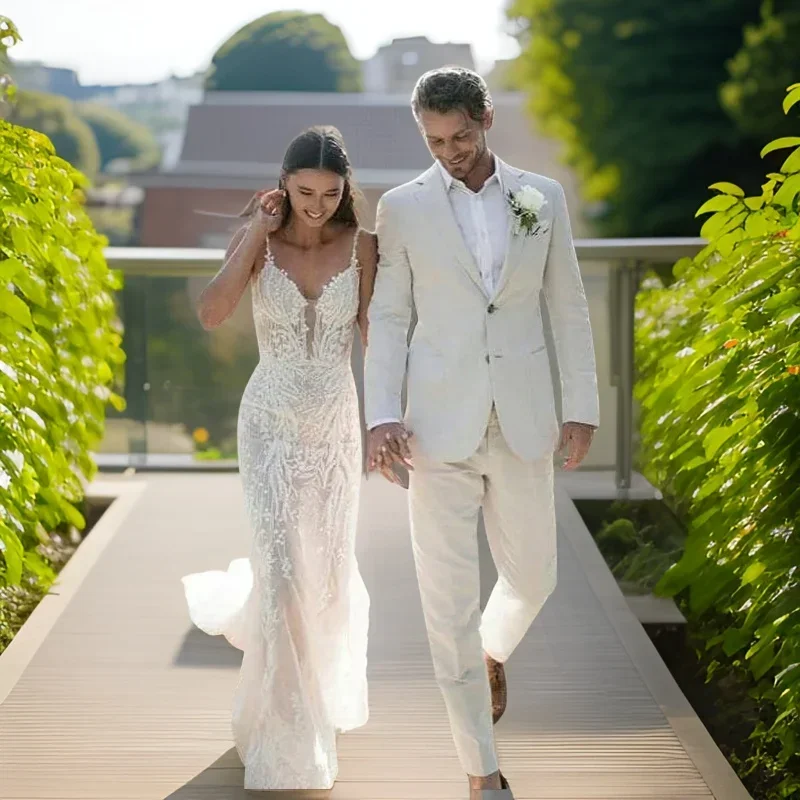 Linen Wedding Tuxedo For Men S - Men Formal Wear In Summer ulasan dan harga