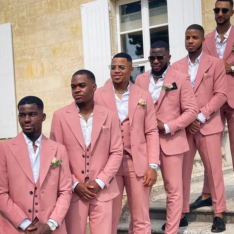 Pink Men Suits Groom Formal We - Men Formal Wear Pink ulasan dan harga