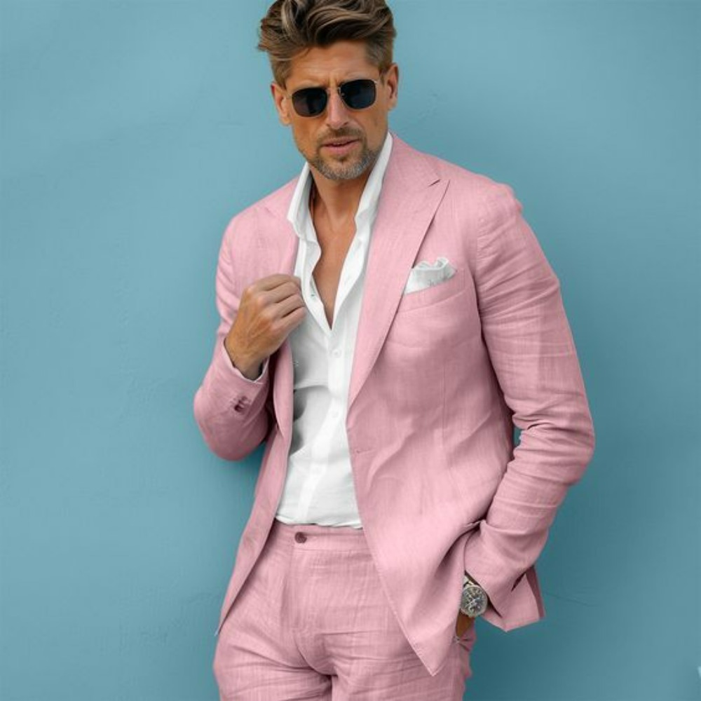 Linen Wedding Men Suits Slim F - Men Formal Wear In Summer ulasan dan harga