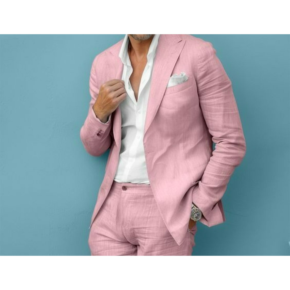 Linen Wedding Men Suits Slim F - Men Formal Wear In Summer ulasan dan harga