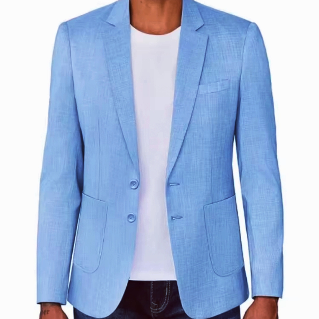 Slim Fit Men's Beige/Blue Line - Men Formal Wear In Summer ulasan dan harga