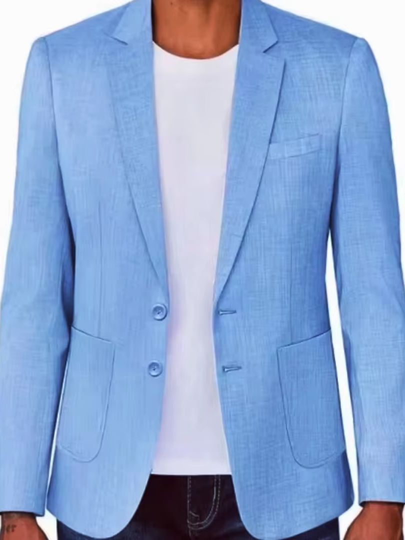 Slim Fit Men's Beige/Blue Line - Men Formal Wear In Summer ulasan dan harga