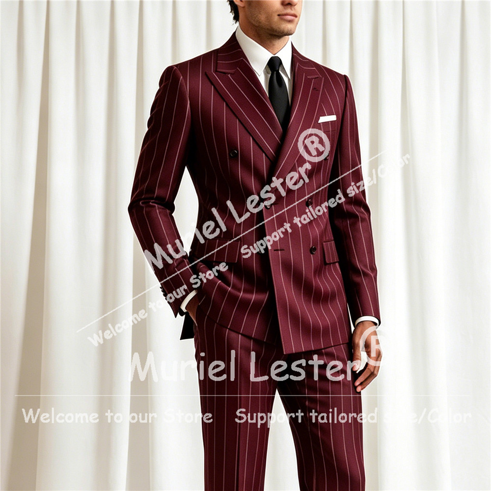 Elegant Stripes Suit Men 2 Pie - Elegant Formal Men'S Wear ulasan dan harga