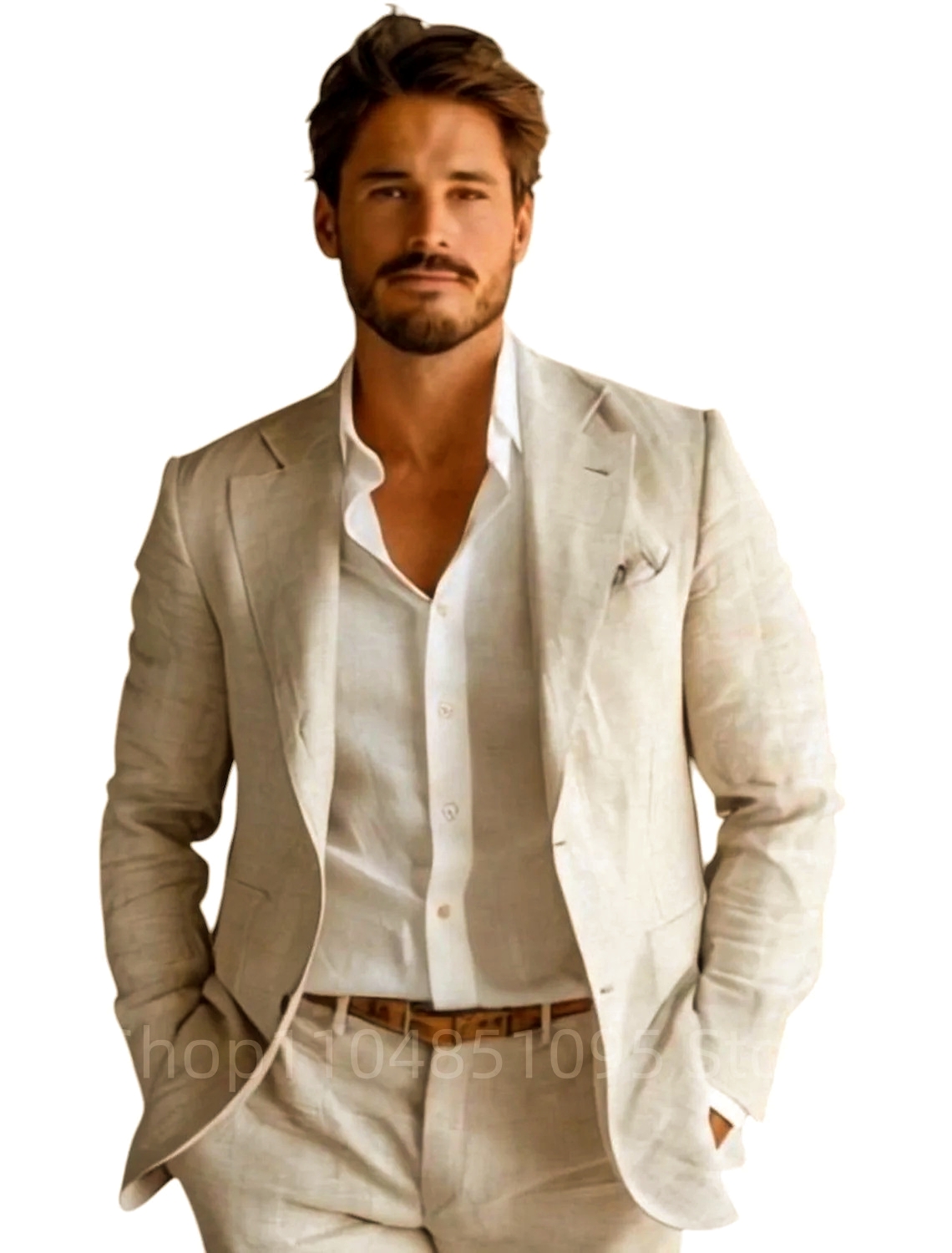 Blue Slim Fit Men's Linen Blaz - Men Formal Wear In Summer ulasan dan harga