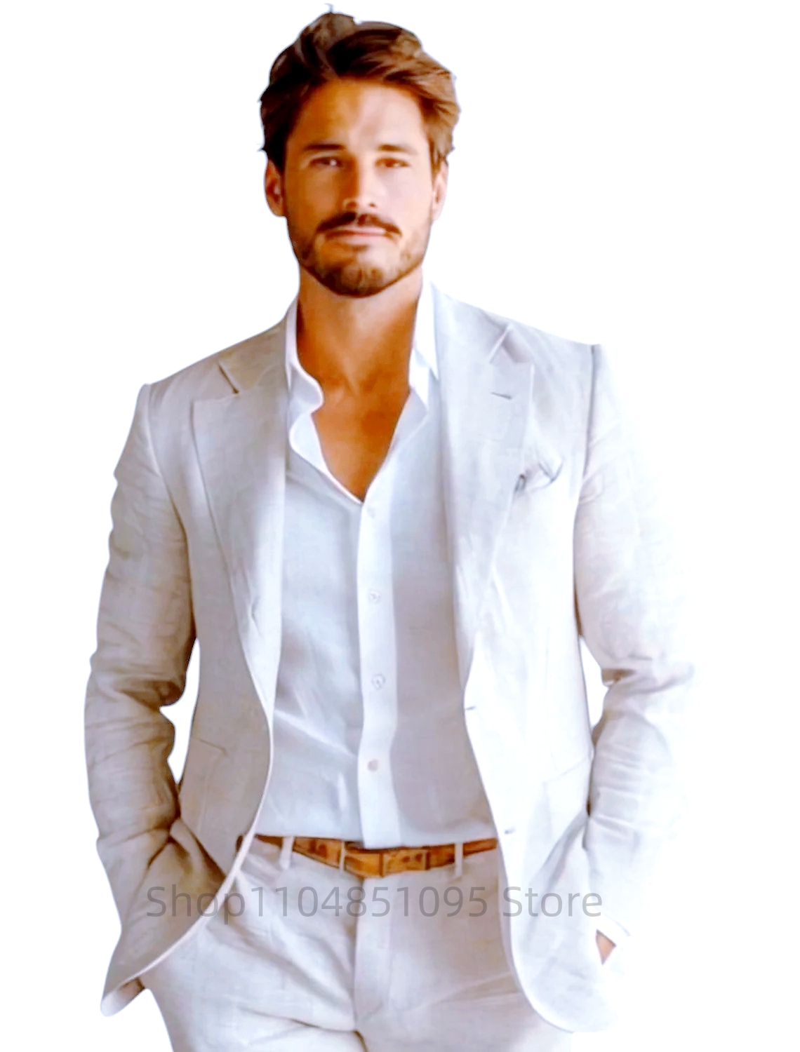 Blue Slim Fit Men's Linen Blaz - Men Formal Wear In Summer ulasan dan harga