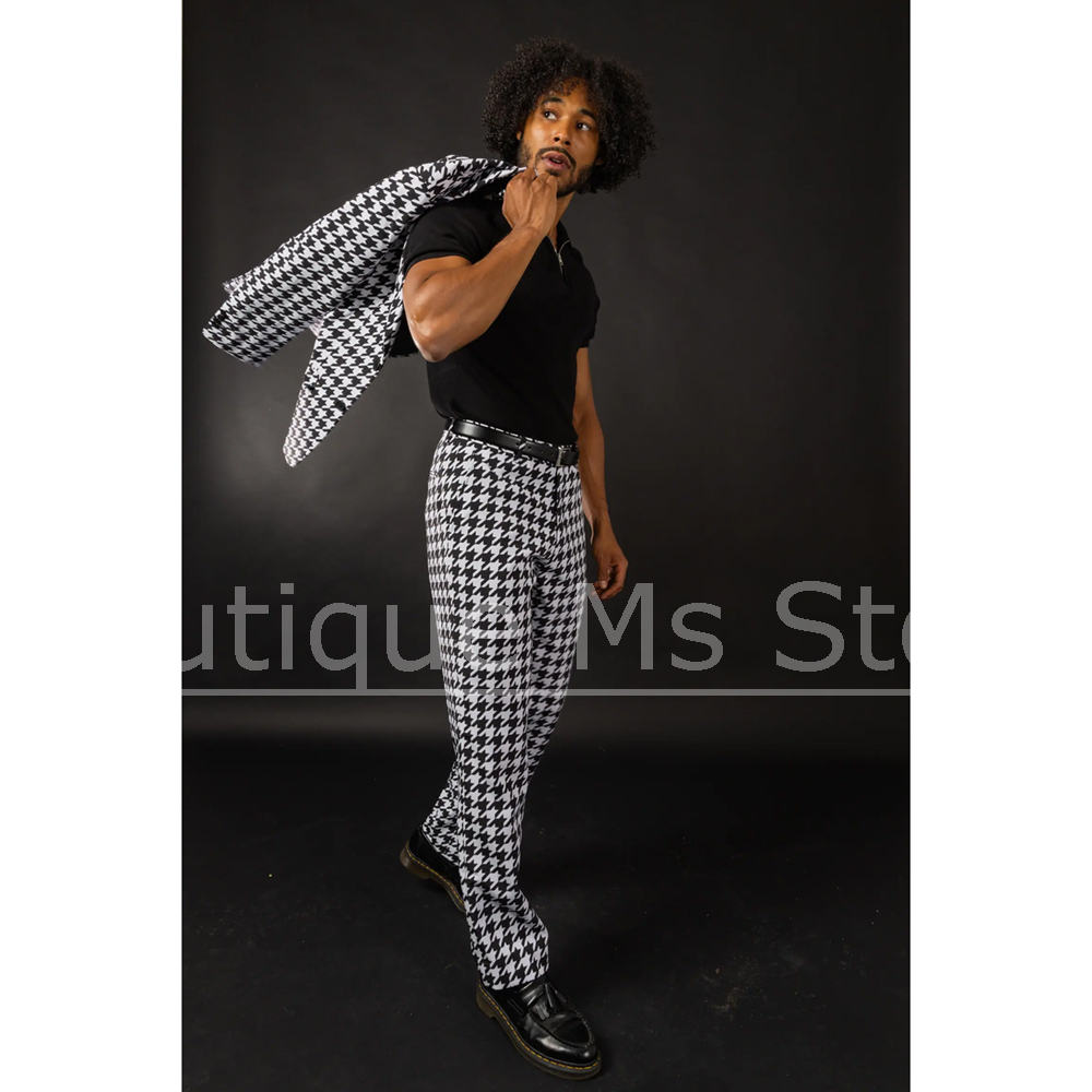 Black White Houndstooth Men's  - Men Formal Wear Fashion ulasan dan harga