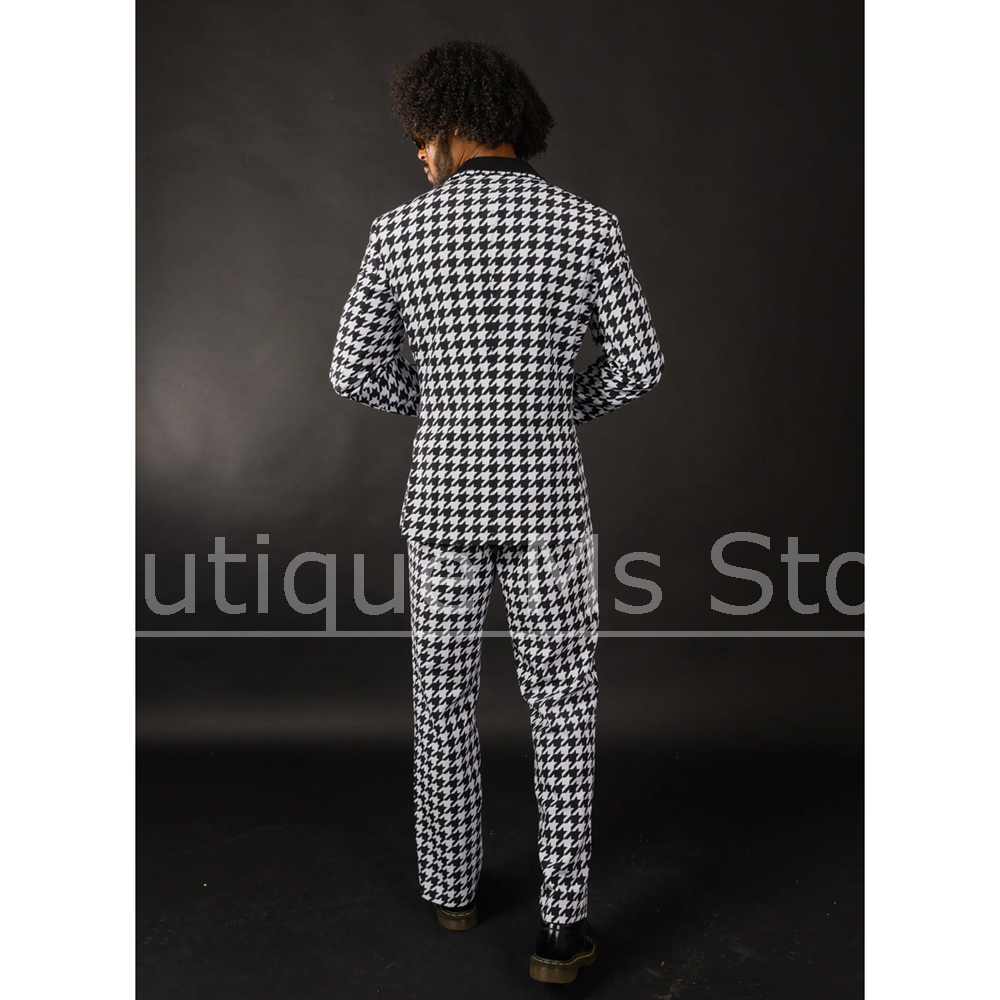 Black White Houndstooth Men's  - Men Formal Wear Fashion ulasan dan harga