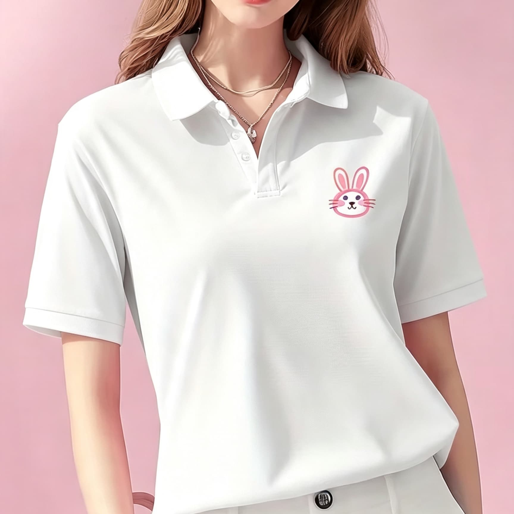 Unisex Black Lapel Collar Polo - Men Formal Wear Pink ulasan dan harga