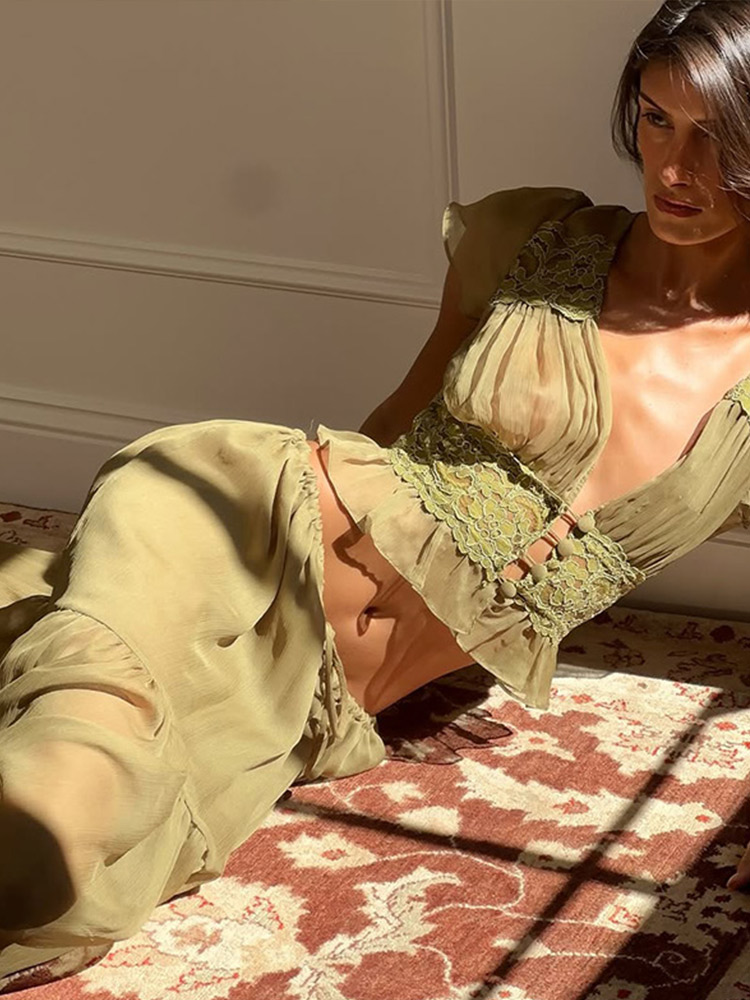 Elegant Lace Patchwork Women's - Men'S Formal Beach Wear ulasan dan harga