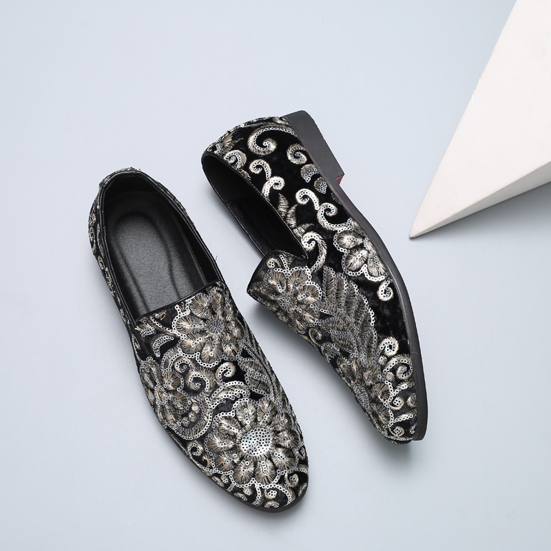 Men Velvet Loafers With Gold E - Men'S Formal Wear Slippers ulasan dan harga