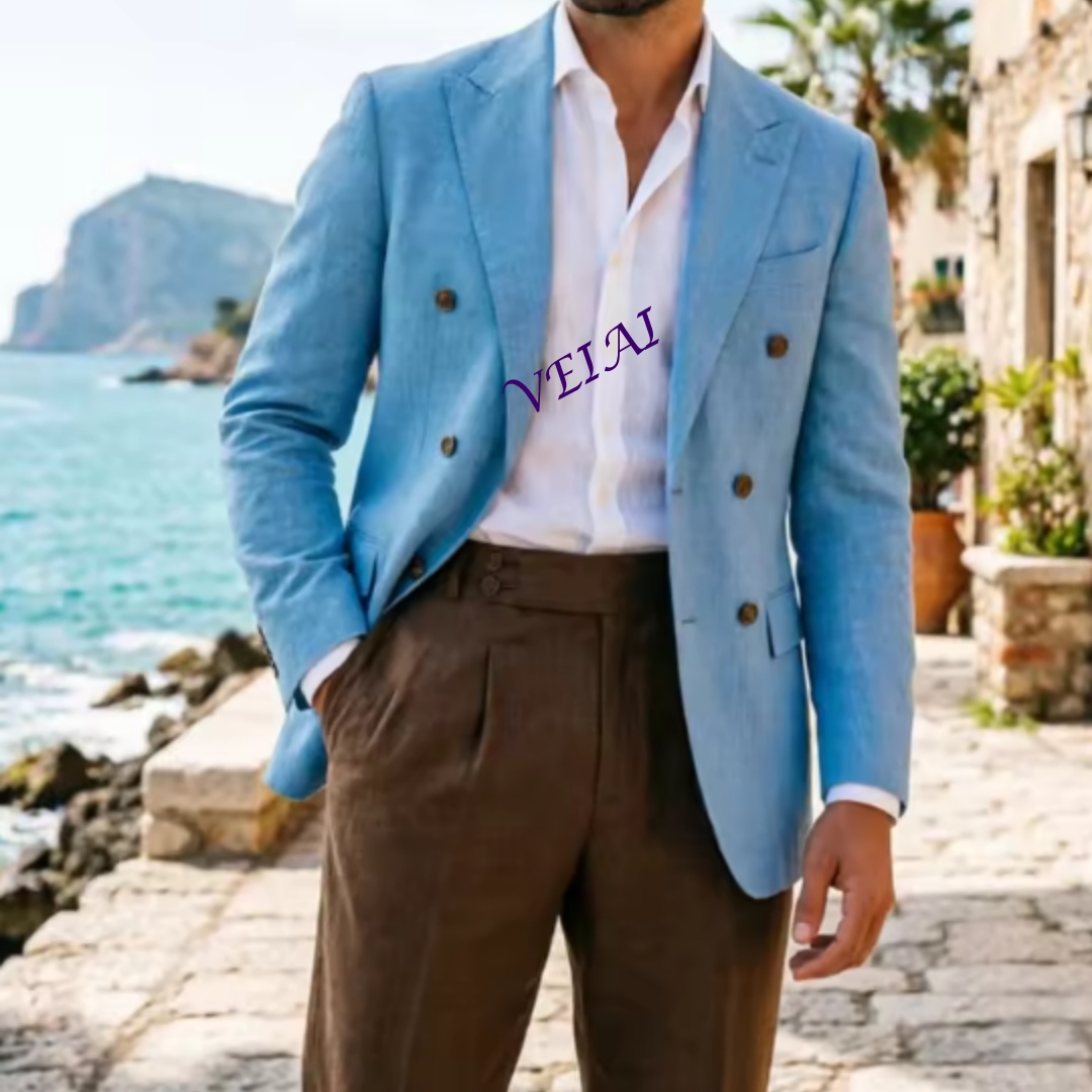 Customized 2 Piece Beige Linen - Elegant Formal Men'S Wear ulasan dan harga